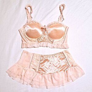 Peach Secret Lace Lingerie Set - XL Panties & 38B Bra
